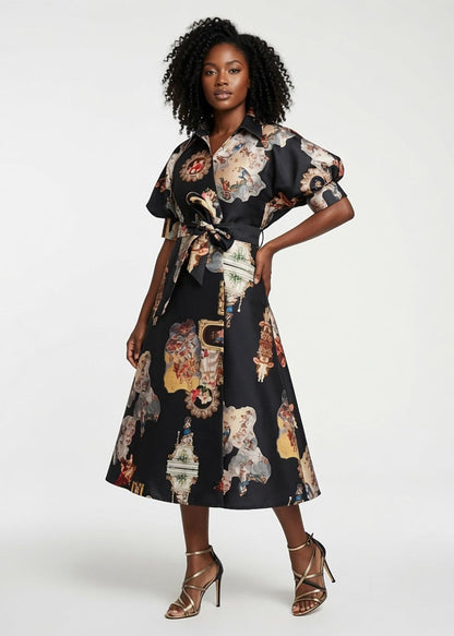 Wrap Shirtdress - Sicily black