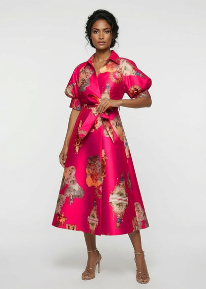 Wrap Shirtdress - sicily hot pink