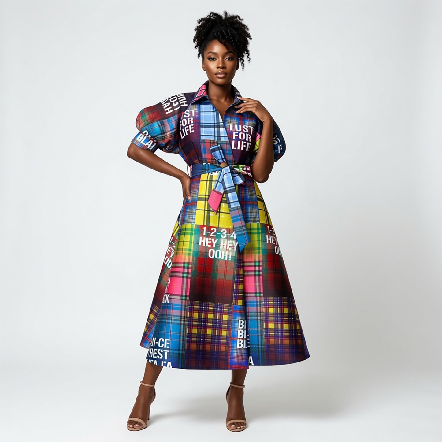 Wrap Shirtdress - tartan multi print
