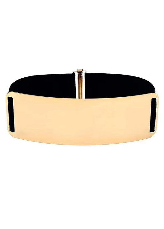 Wide Metal Waist Belt – Gold