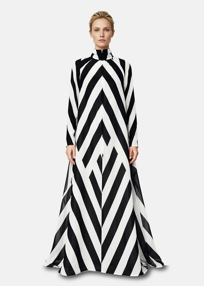 A-Line Maxi Dress - Black & White