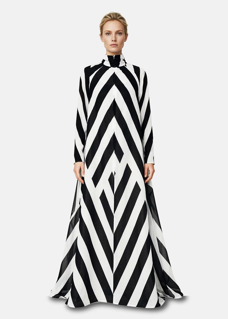 A-Line Maxi Dress - Black & White