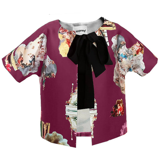 Cropped Jacket with Bow - Sicily Bordeaux