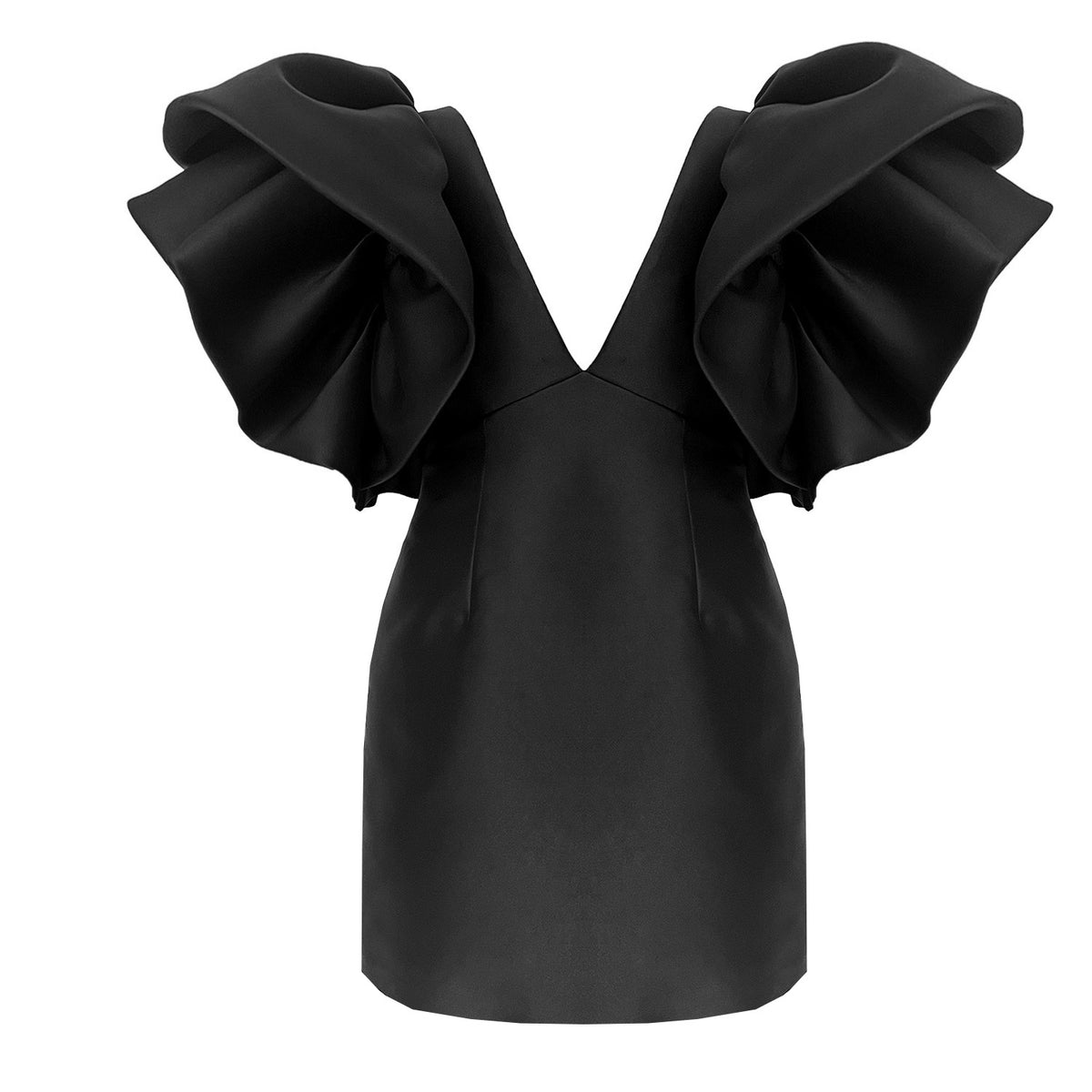 Large Rufflearm Mini Dress - Black