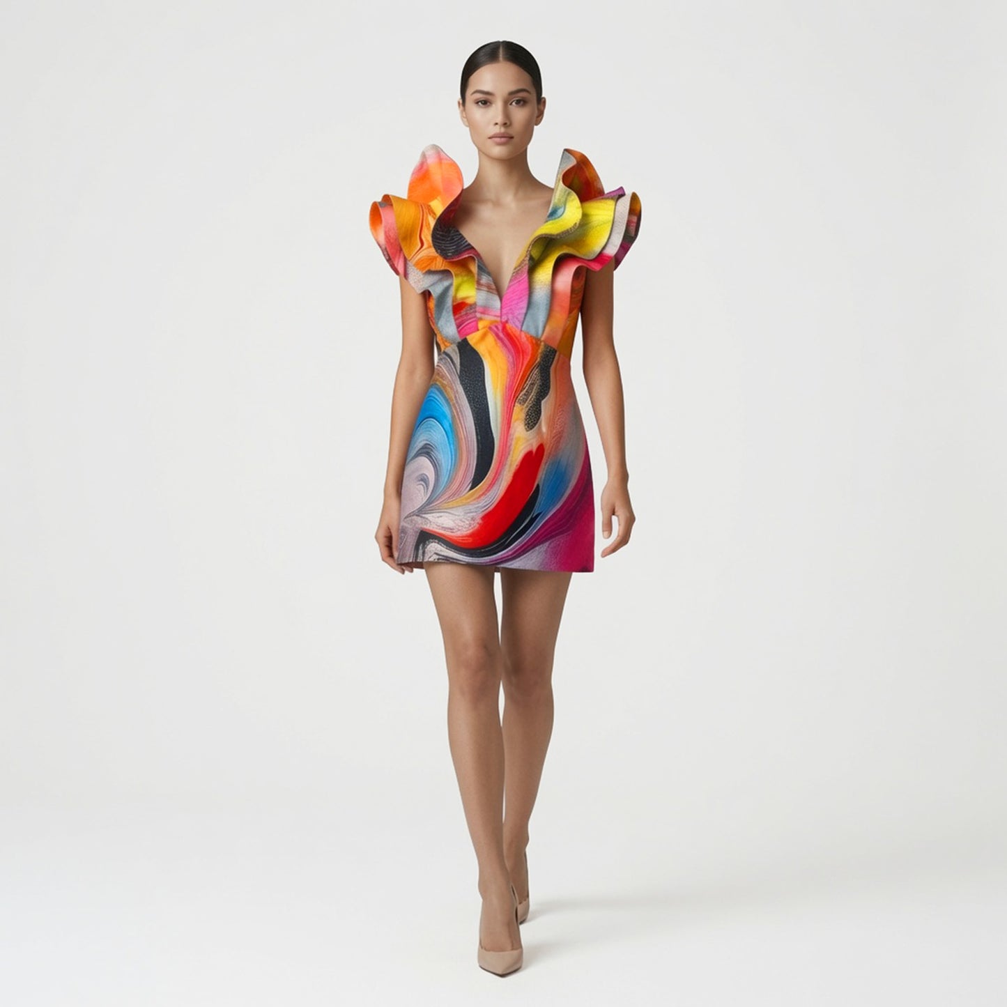 Butterfly Mini Kleid - Smokeflow Liquide gemustert | maxjenny!