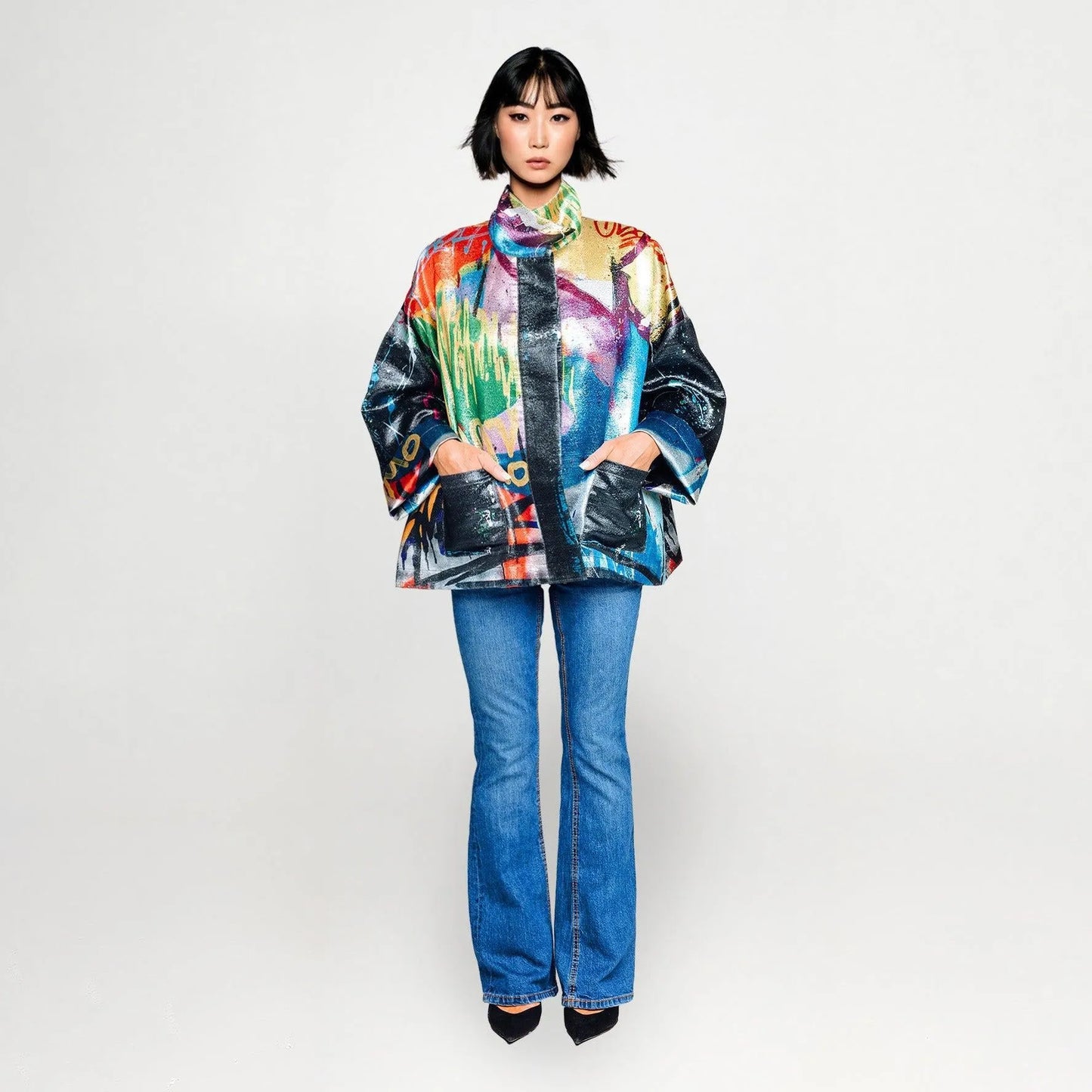 Square boxy Jacket streetart printed