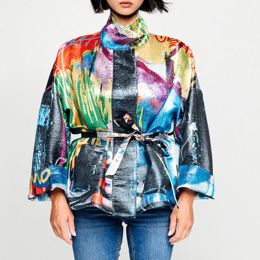 Square boxy Jacket streetart printed