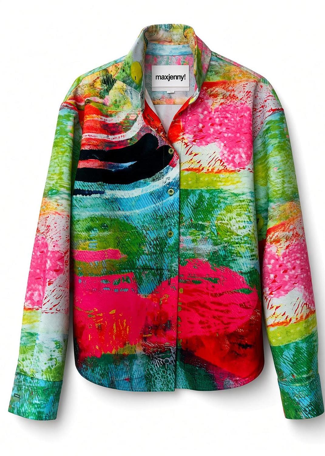Bedruckte Viskosebluse – Mother Grün Pink