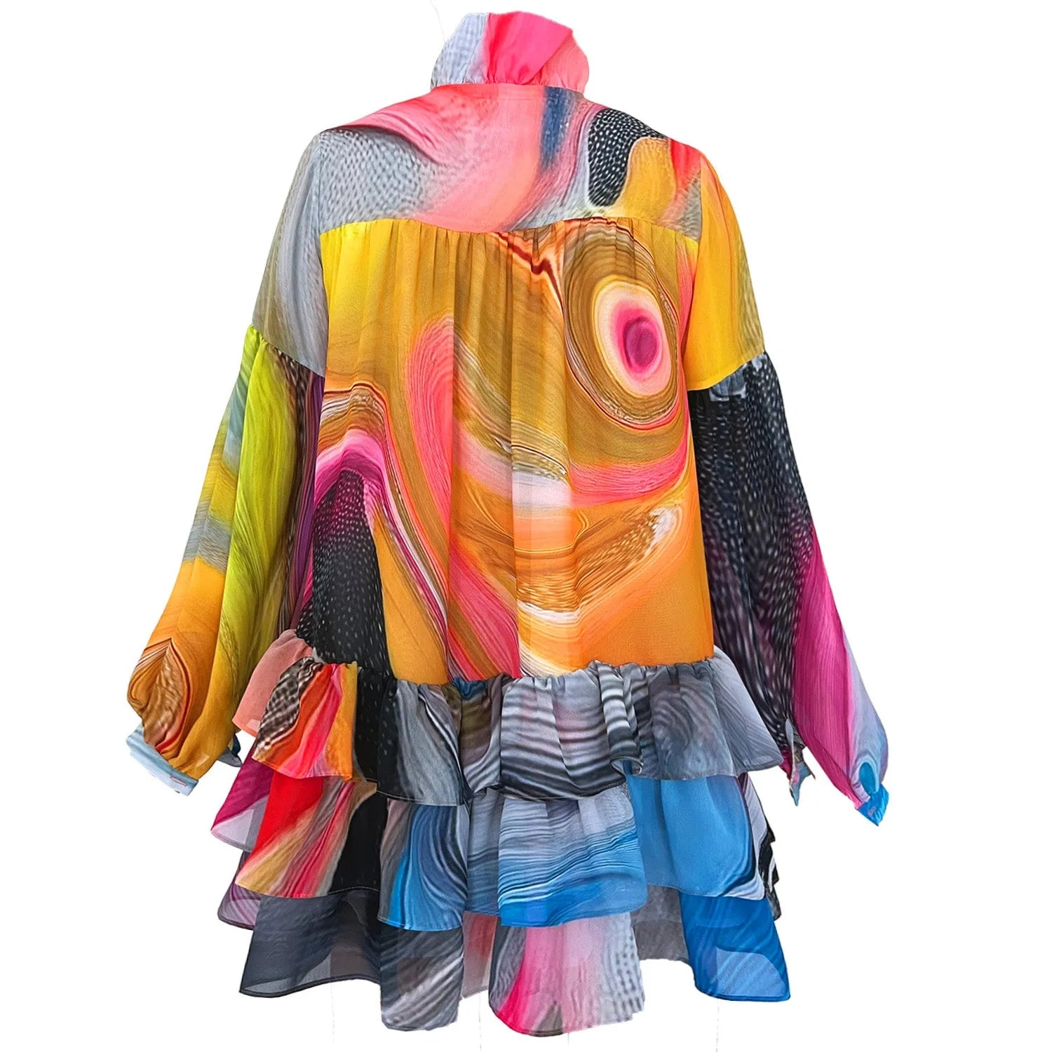 iris mini dress chiffong print liquid flow