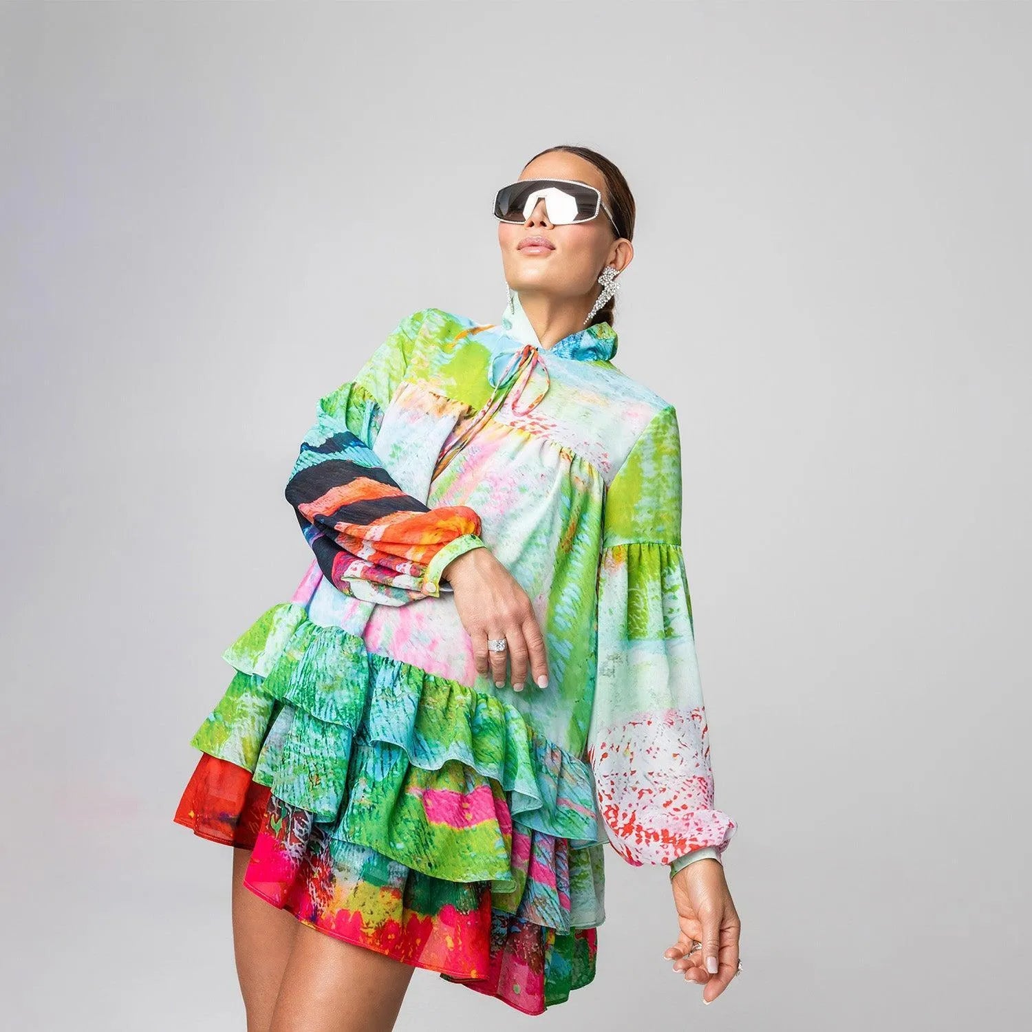 iris mini dress chiffong print mother