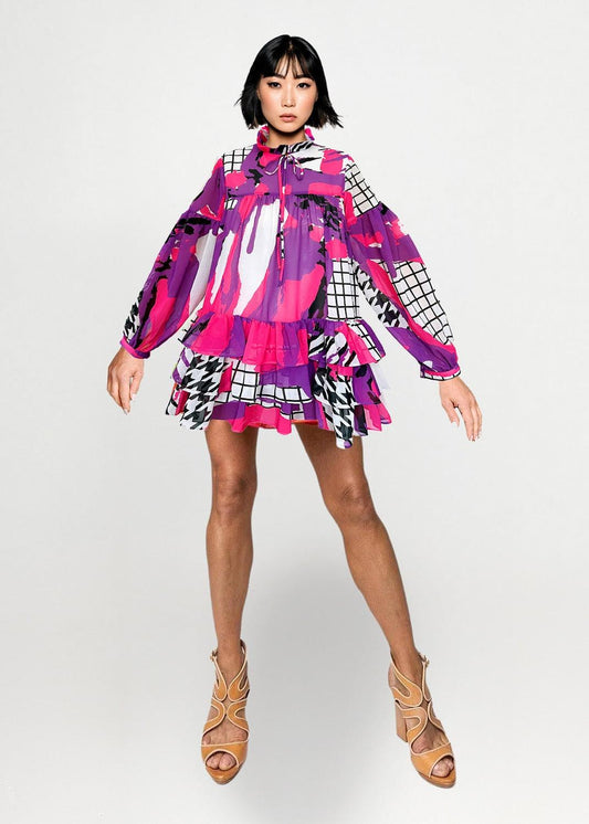 Mini Dress - Arty Pink Purple