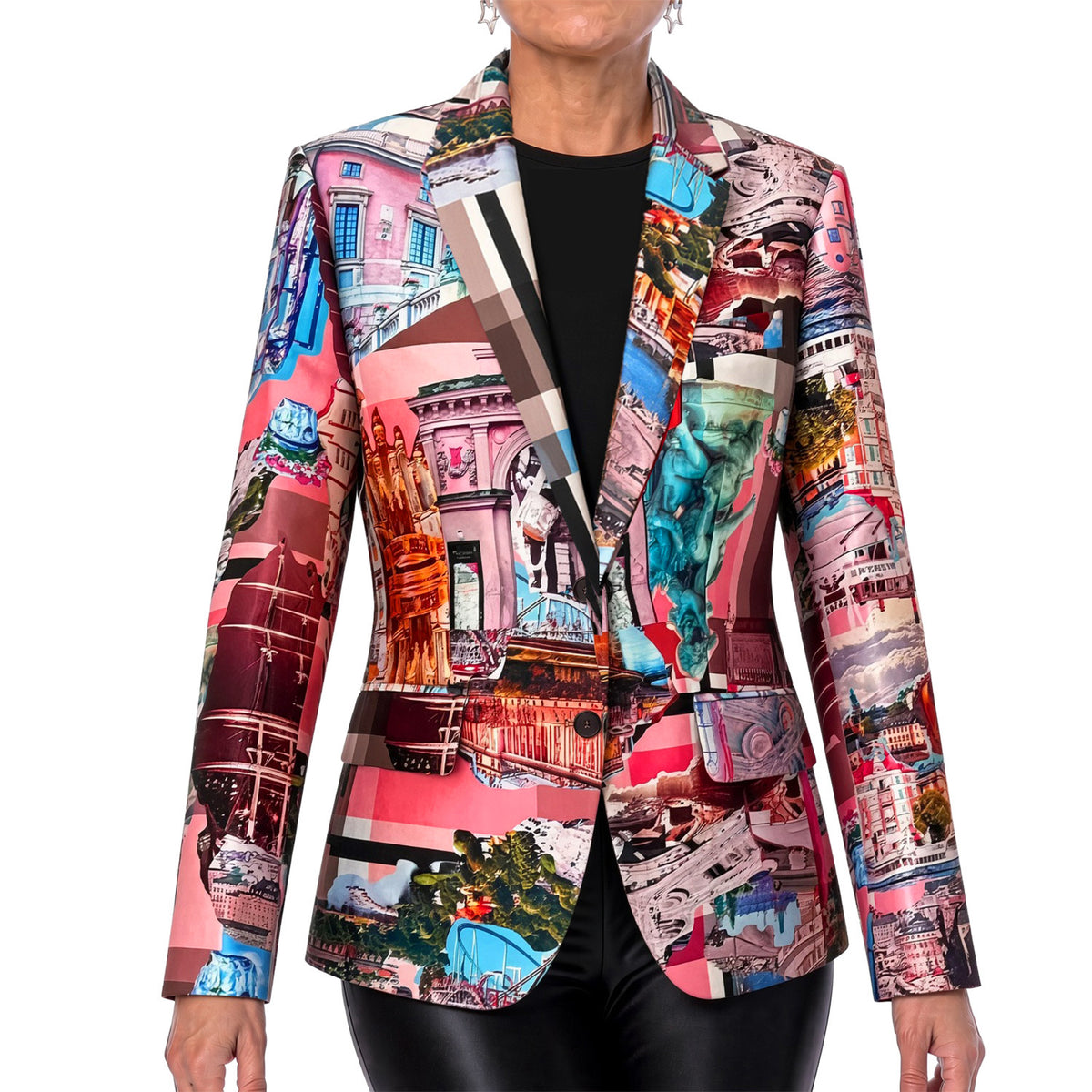 Taillierter Blazer – Stockholm Royal Pink gemustert | maxjenny!