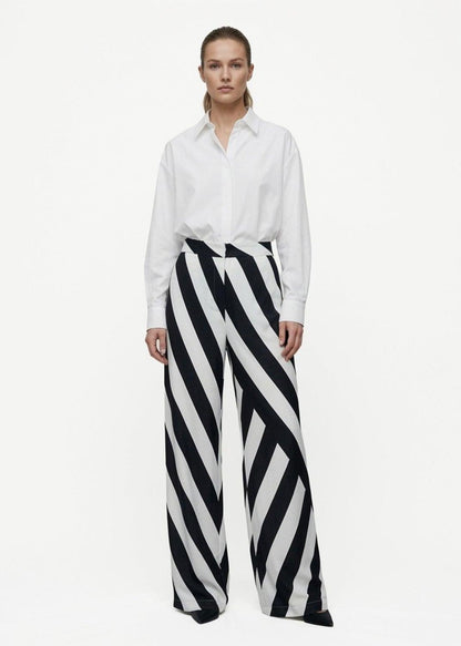 Wide Slouchy Pants - Black & White