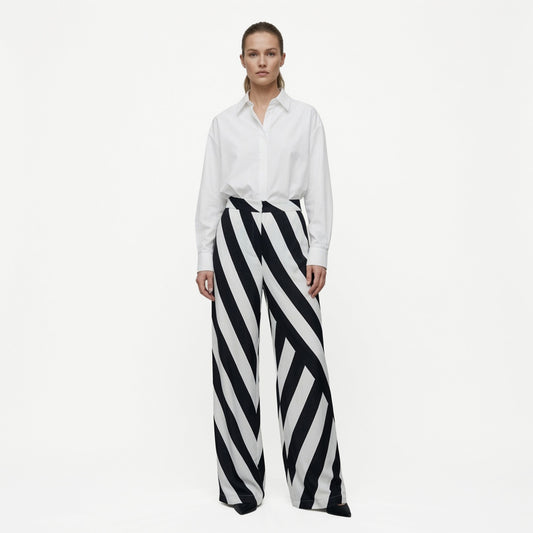 Brede slouchy bukser - Sort Hvid | maxjenny!
