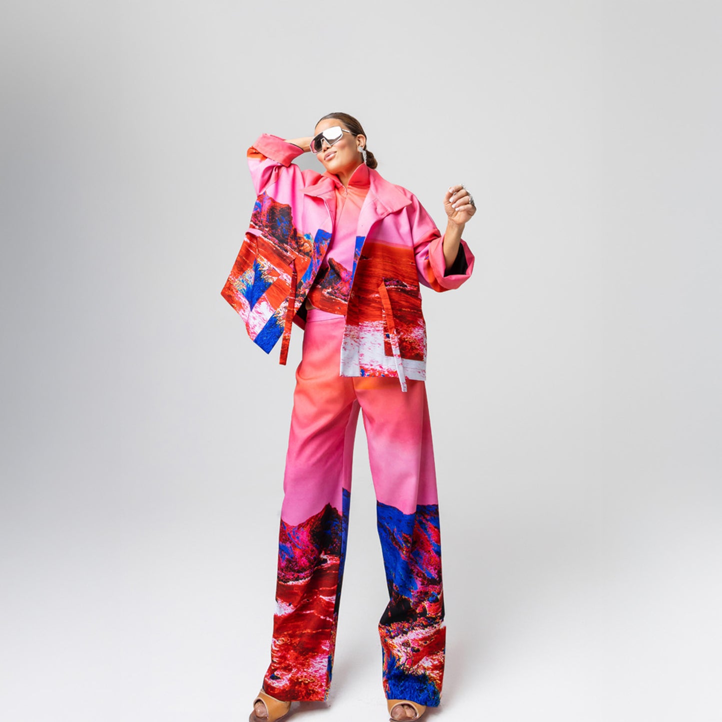 Boxy Jacket - Red blue landscape gemustert | maxjenny!