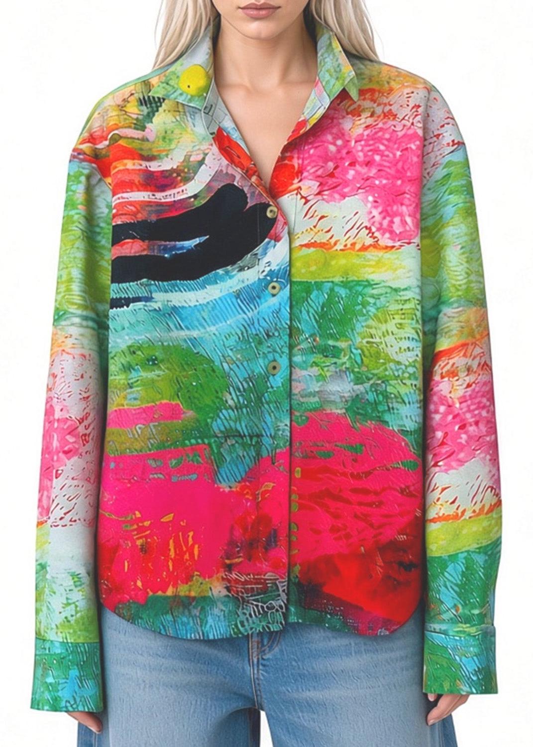Bedruckte Viskosebluse – Mother Grün Pink