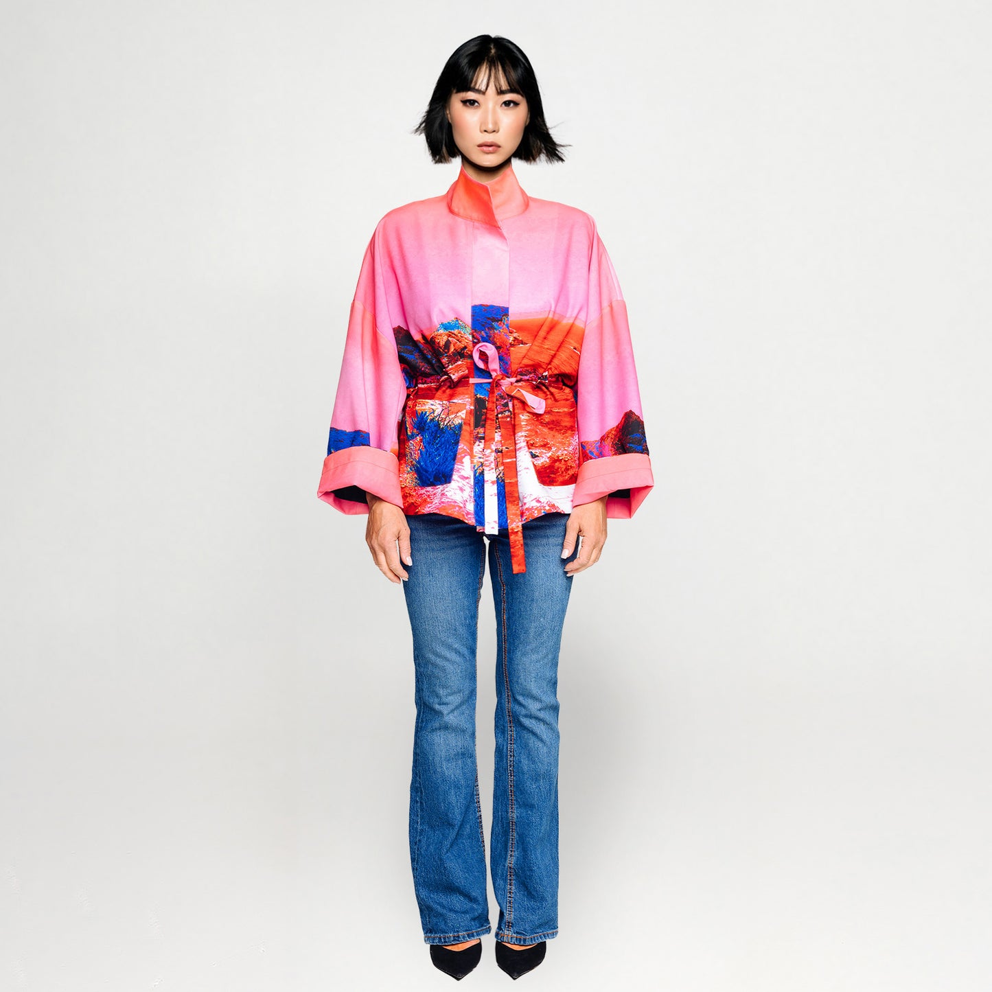 Boxy Jacket - Red blue landscape gemustert | maxjenny!