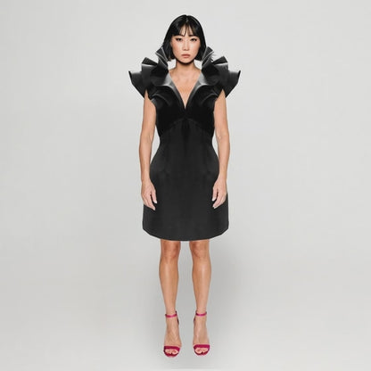 Butterfly Mini Dress  - Black