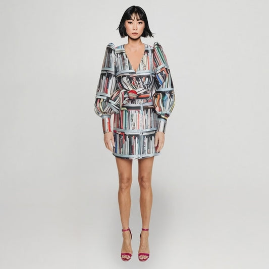 Wrap Mini Dress - Bookshelf of Art