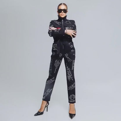 Jumpsuit – Svart med Swarovski-detaljer