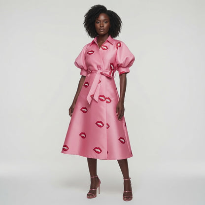 Wrap Shirtdress - Red lips