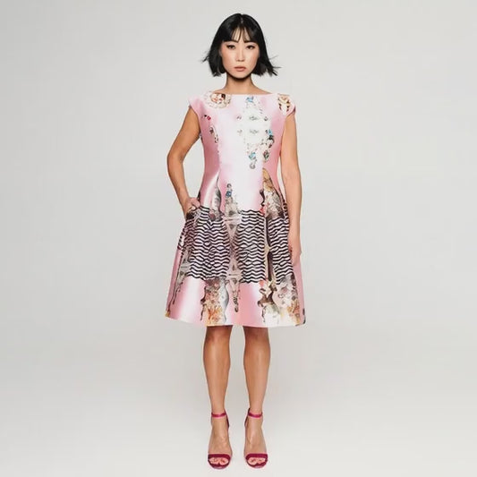 Sicily powder pink midi dress printed