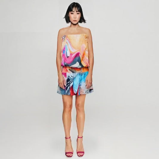 Print smokeflow mönstrad beach mini klänning