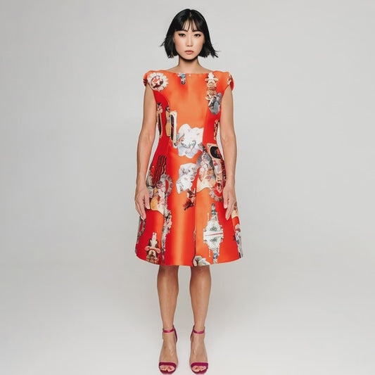 Sicily red sicily midi dress printed