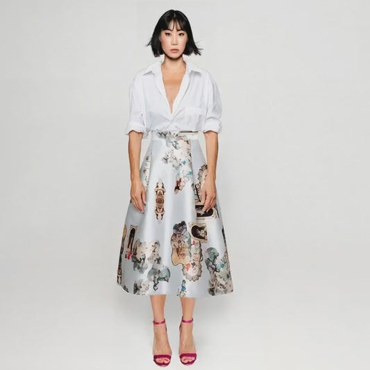 Sicily dirty white short skirt printed