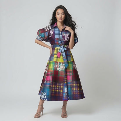 Wrap Shirtdress - tartan multi print