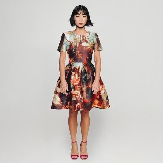 Garden royale marie antoinette coctail dress printed