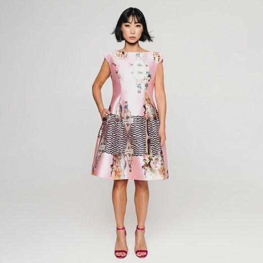 Sicily powder pink midi dress printed