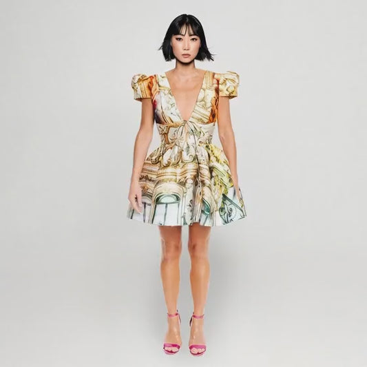 Mini puffärmsklänning – Golden Roof Guld | maxjenny!