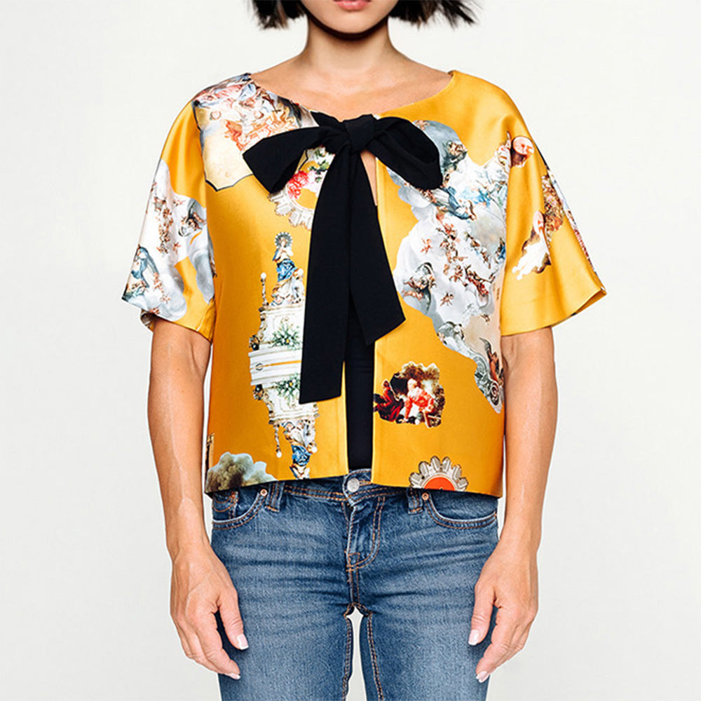Custommade Cropped Jacket with Bow - Special Print