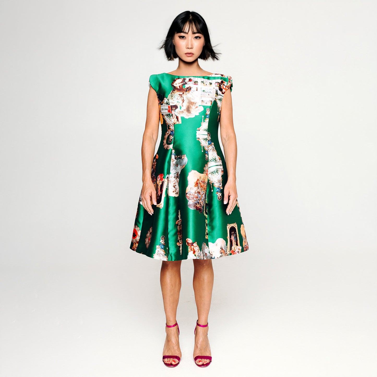 luxuriös Sonderbestellung midi Kleid + Anlassmantel gemustert