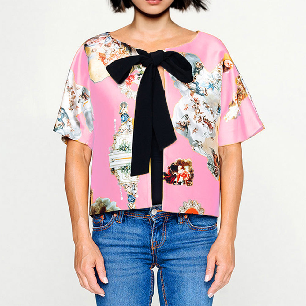 Custommade Cropped Jacket with Bow - Special Print