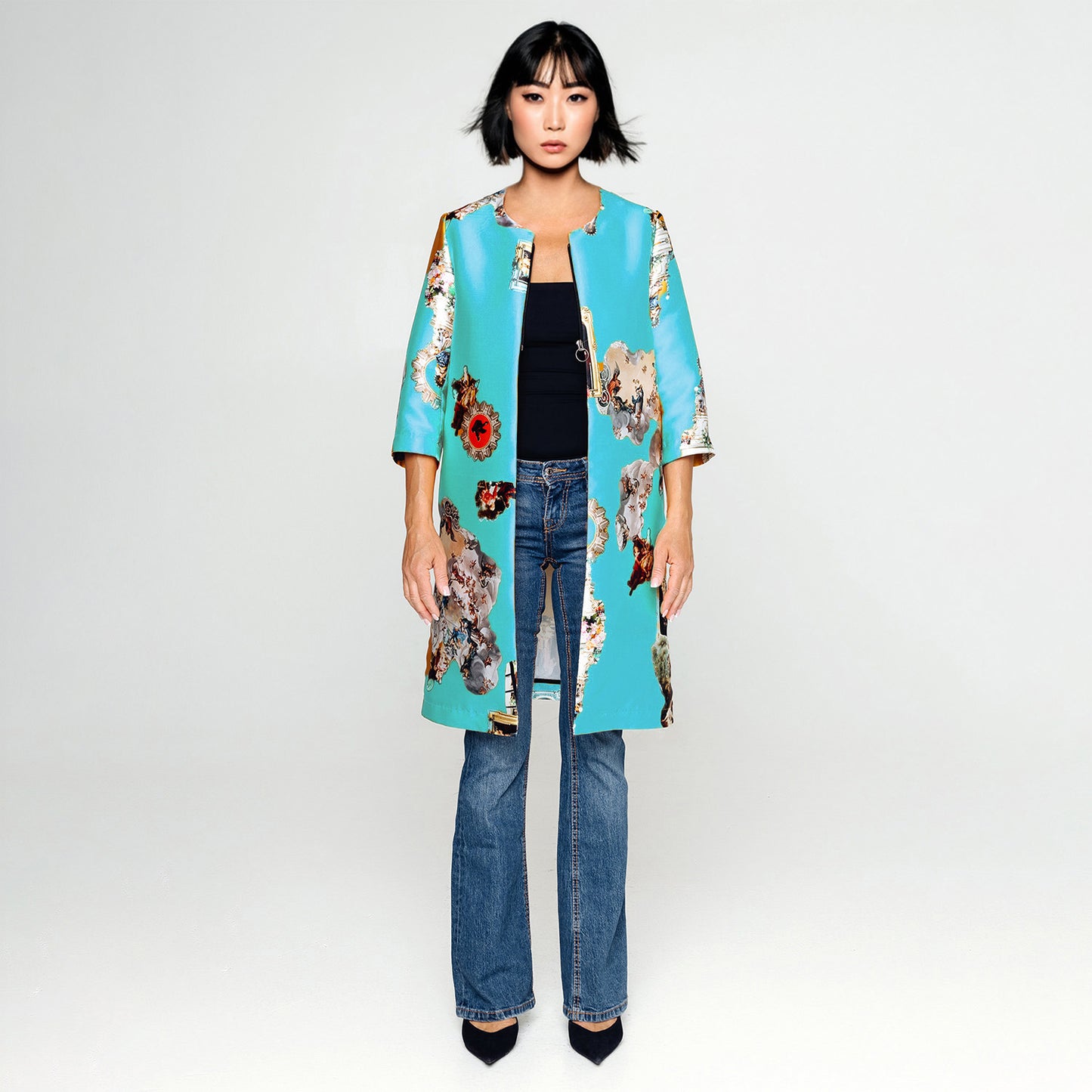 Festmantel – Sicily Blue gemustert | maxjenny!