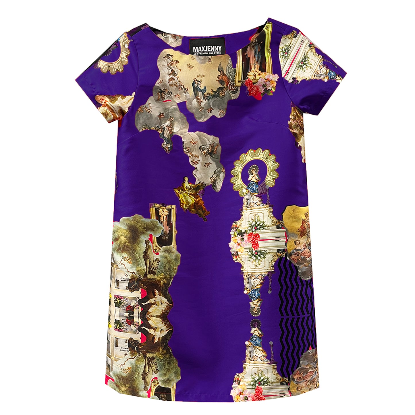Sicily violett/marinblå rak klänning