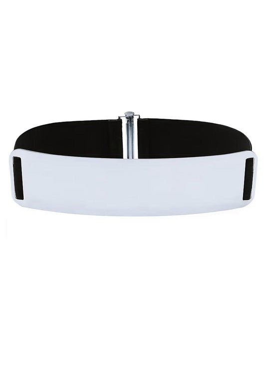 Wide Metal Waist Belt – Silver