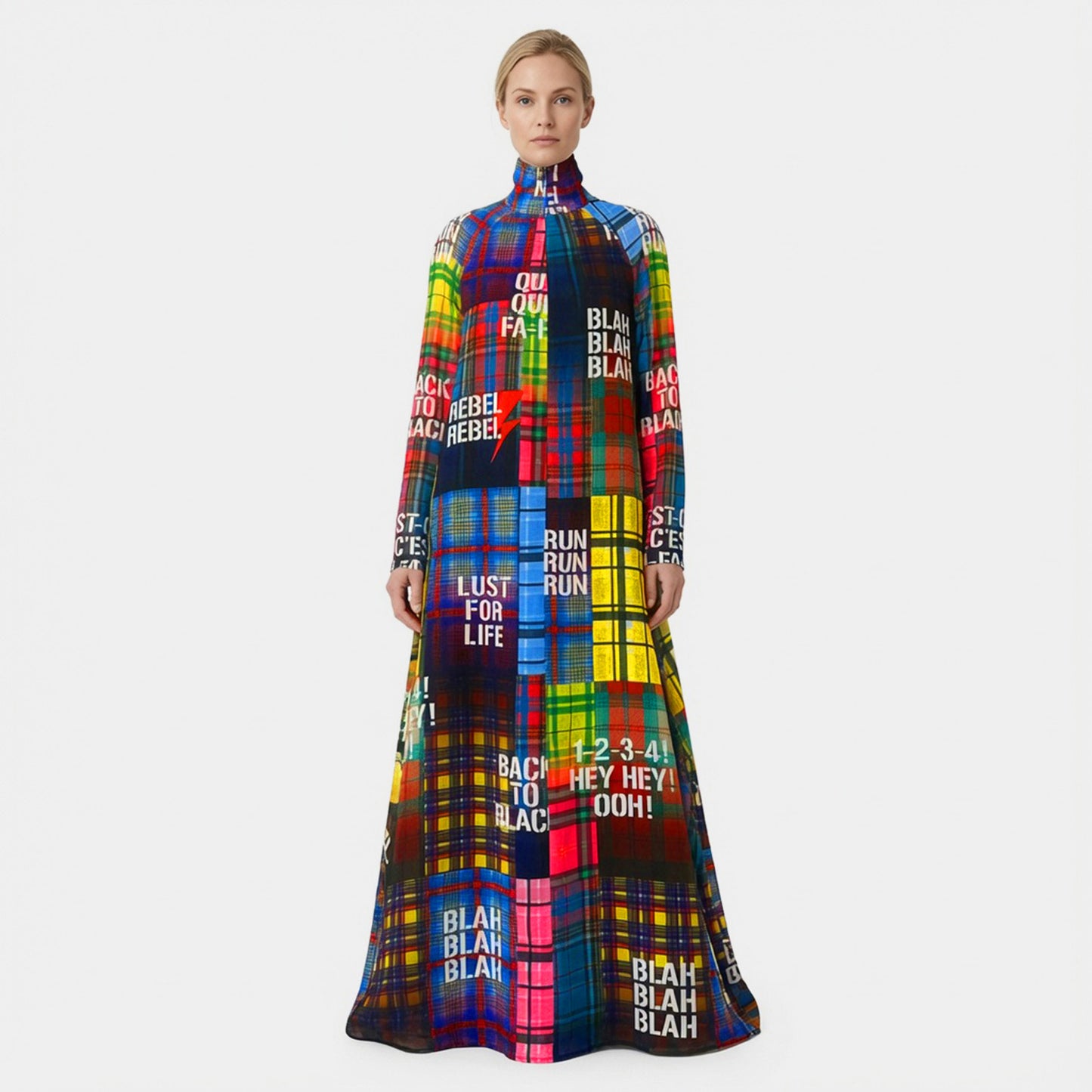 A-linje chiffongklänning – Tartan multi print | maxjenny!