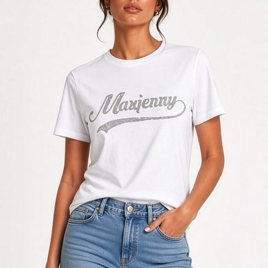 Vit T-shirt med Swarovski-kristaller | maxjenny!